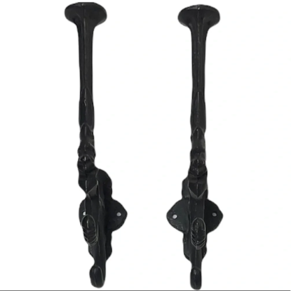 Antique Cast Iron Wall Hooks Vintage Heavy Cast Iron Rustic Ornate Scrollwork